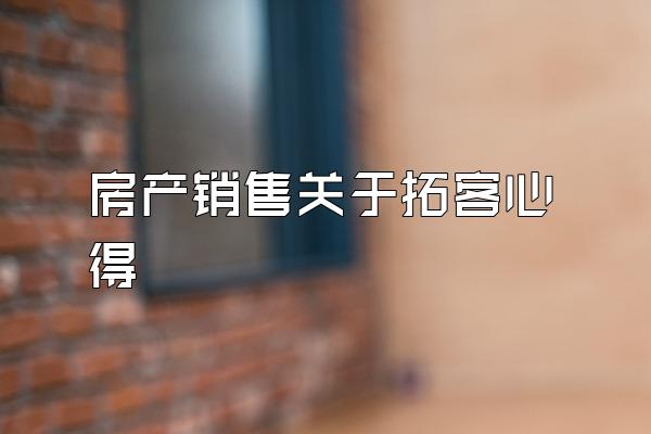 房产销售关于拓客心得