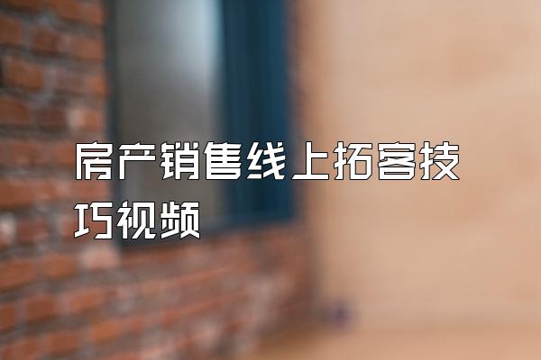 房产销售线上拓客技巧视频