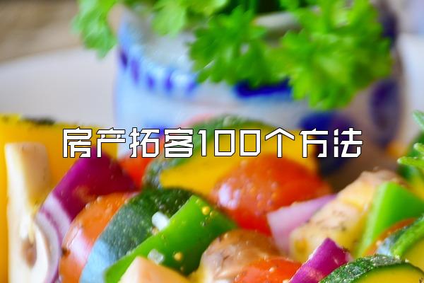 房产拓客100个方法