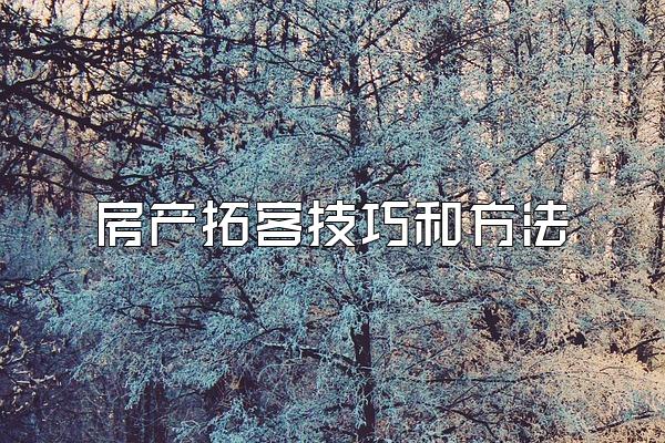 房产拓客技巧和方法