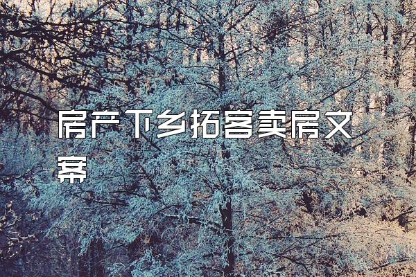 房产下乡拓客卖房文案