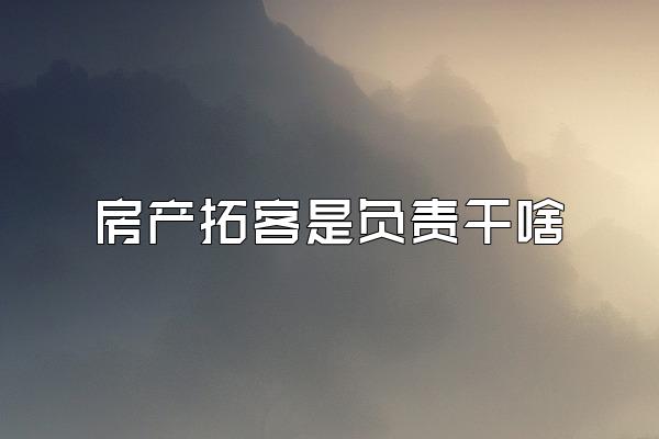 房产拓客是负责干啥