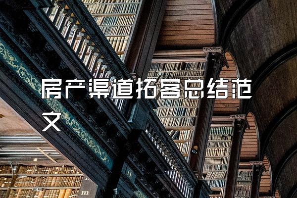 房产渠道拓客总结范文