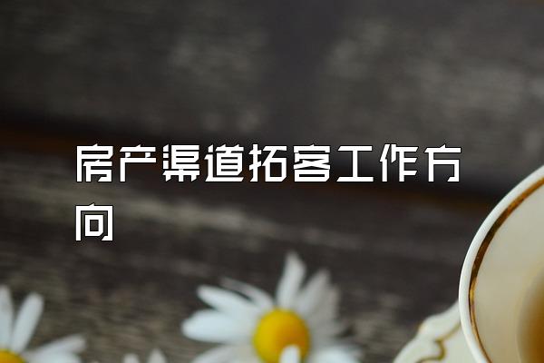 房产渠道拓客工作方向