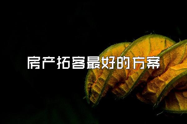 房产拓客最好的方案