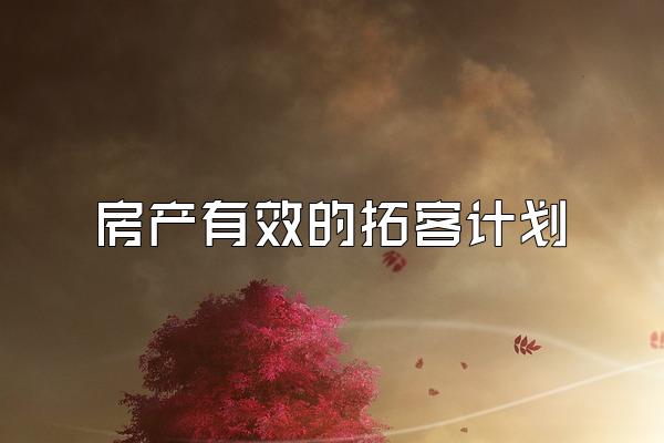 房产有效的拓客计划