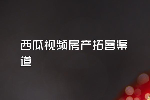 西瓜视频房产拓客渠道
