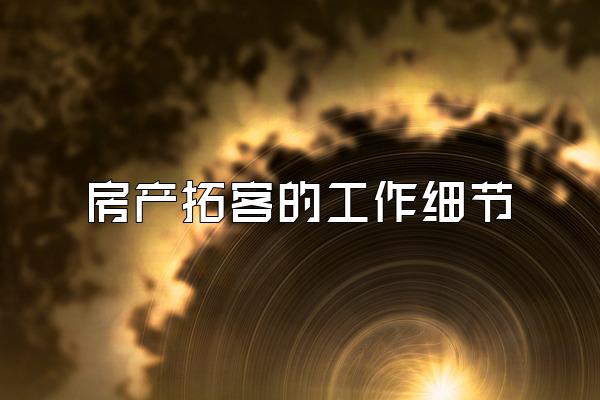 房产拓客的工作细节