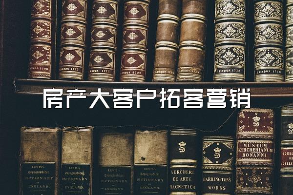 房产大客户拓客营销