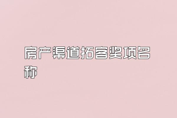 房产渠道拓客奖项名称