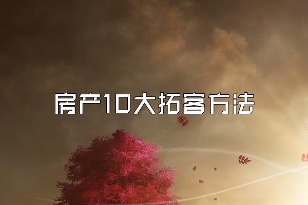 房产10大拓客方法