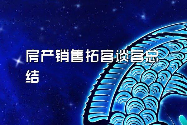 房产销售拓客谈客总结