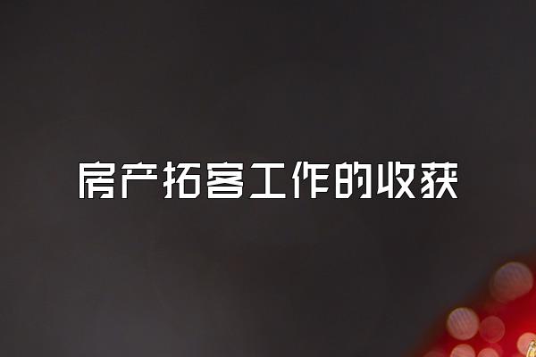 房产拓客工作的收获