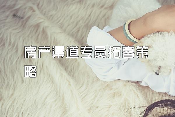 房产渠道专员拓客策略