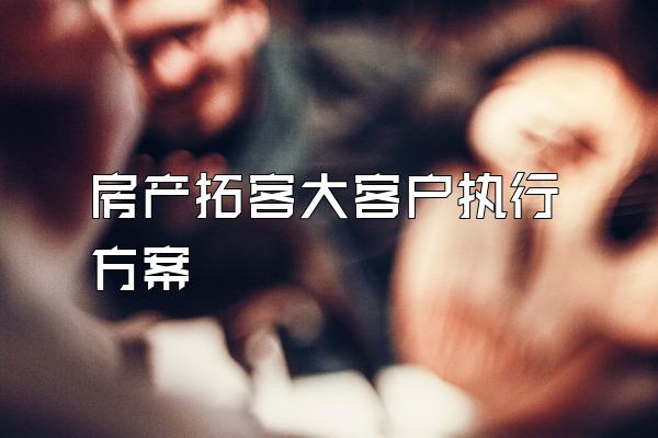 房产拓客大客户执行方案
