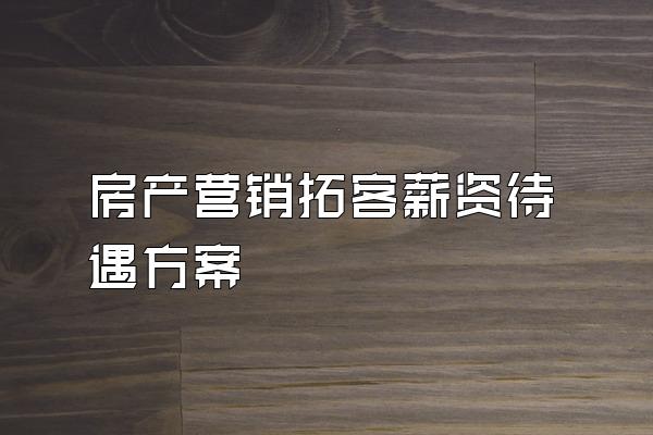 房产营销拓客薪资待遇方案
