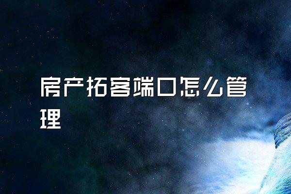 房产拓客端口怎么管理