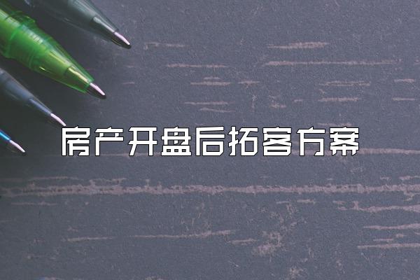 房产开盘后拓客方案