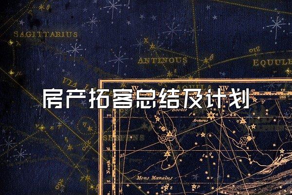 房产拓客总结及计划