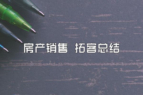 房产销售 拓客总结