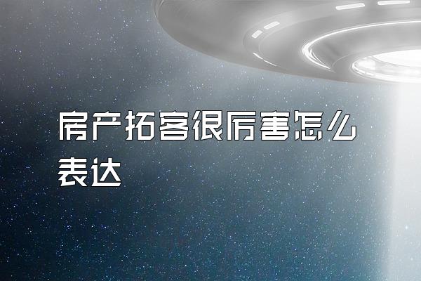 房产拓客很厉害怎么表达