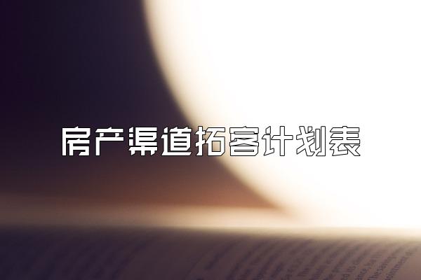 房产渠道拓客计划表