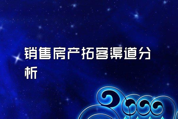 销售房产拓客渠道分析