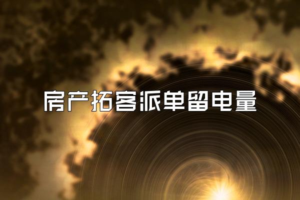 房产拓客派单留电量