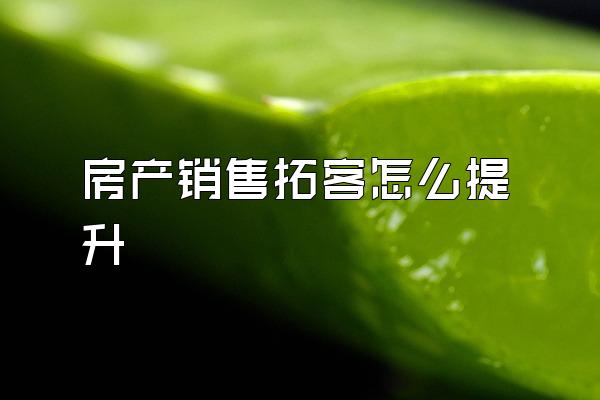 房产销售拓客怎么提升