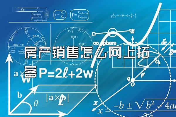 房产销售怎么网上拓客