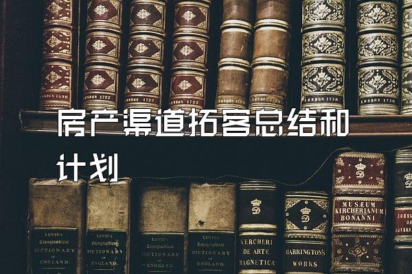 房产渠道拓客总结和计划