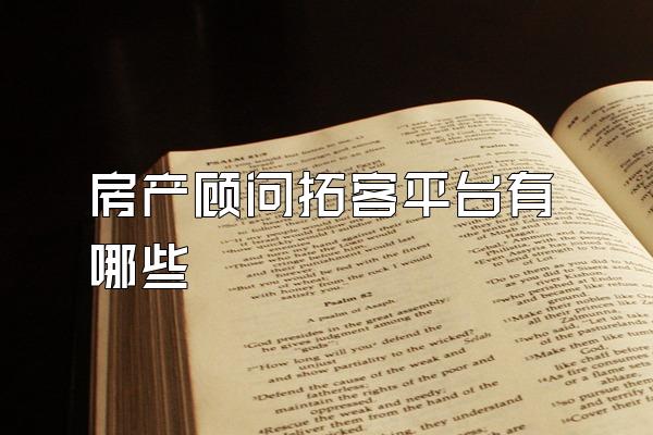 房产顾问拓客平台有哪些