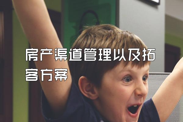房产渠道管理以及拓客方案