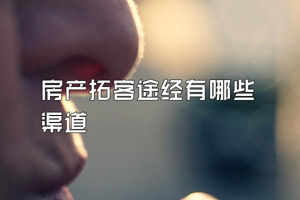 房产拓客途经有哪些渠道