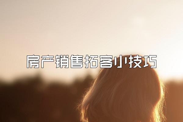 房产销售拓客小技巧
