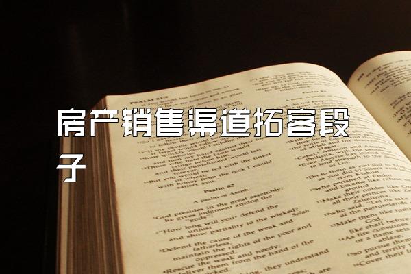 房产销售渠道拓客段子