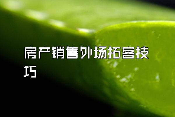 房产销售外场拓客技巧