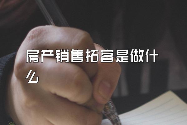 房产销售拓客是做什么