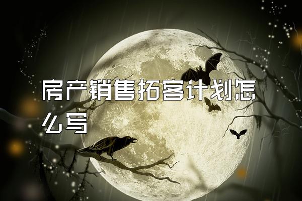 房产销售拓客计划怎么写