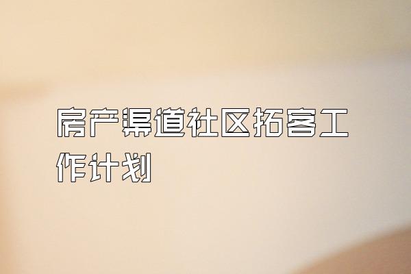 房产渠道社区拓客工作计划
