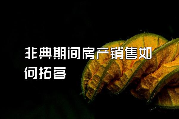 非典期间房产销售如何拓客
